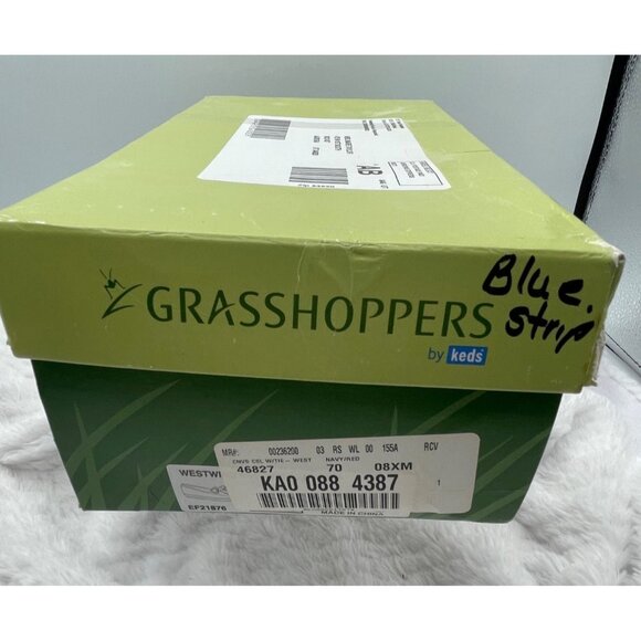 Vintage Grasshopper Canvas Shoes Blue with Light Blue Stripe Size 8.5M - Picture 9 of 9